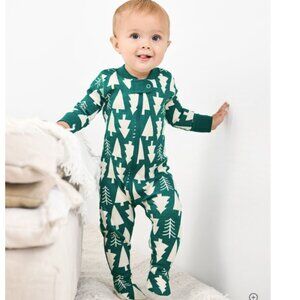 Baby Holiday Footed Zip Sleeper- Winter Green